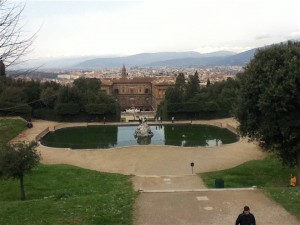 Well worth the climb up the BOboli Gardens for a view of the Pitti Palace and Florence in the background.